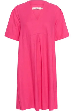 INWEAR Kjole, Dame, Lyserød, S, Uld, Kort Kjole med V-Hals