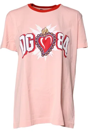 Dolce & Gabbana Top, Dame, Lyserød, M, Bomuld, Bomuld Crew Neck T-shirt