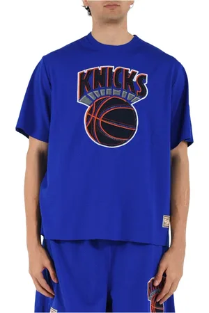 Purple Brand Top, Herre, Blå, XL, Læder, NY Knicks Mesh Broderet T-shirt