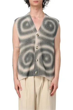 Nanushka Jakke, Herre, Flerfarvet, L, Uld, Gul Creme Spiral Strikvest