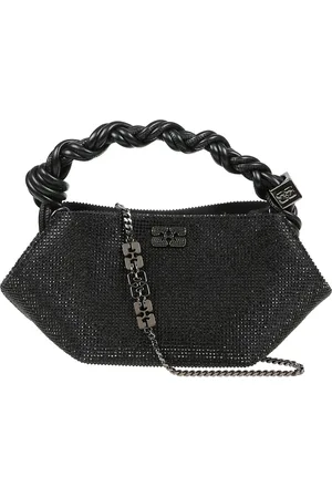 Ganni Taske, Dame, Sort, ONE SIZE, Uld, Mini Strass Håndtaske med Magnetisk Lukning