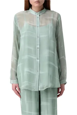 Armani Exchange Bluser & Skjorter, Dame, Grøn, L, Abstrakt Print Silkebluse