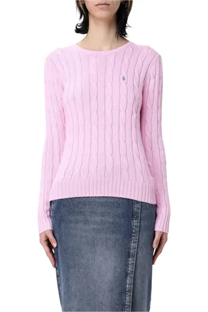 Ralph Lauren Strik, Dame, Lyserød, M, Navy Cable Strik Sweater