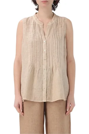 120% Lino Bluser & Skjorter, Dame, , XS, Tyl, Linen Sleeveless Blouse Relaxed Fit