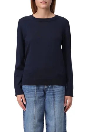 HUGO BOSS Strik, Dame, Blå, M, Uld, Elegant Crew Neck Sweater Woman Violet