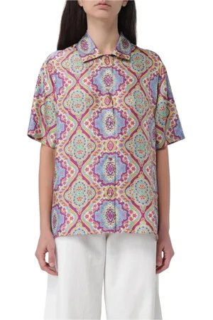 Etro Bluser & Skjorter, Dame, Flerfarvet, M, Uld, Blå Paisley Print Skjorte
