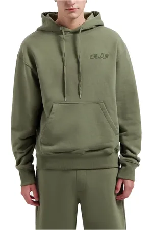 OLAF HUSSEIN Sweathshirts & Hoodies, Herre, Grøn, XL, Uld, Stilfuld Studio Hoodie til Mænd