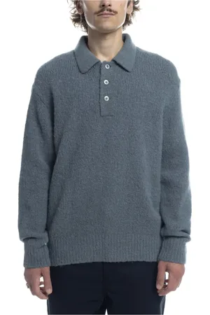 Norse projects Top, Herre, Grå, XL, Uld, Afslappet Børstet Polo i Alpaca/Uld Blanding