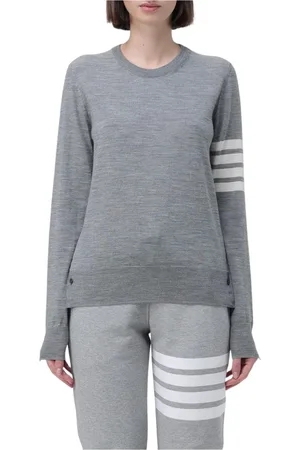 Thom Browne Strik, Dame, Grå, XS, Grå Kabelstrik Sweater