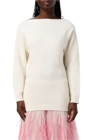 VALENTINO Strik, Dame, , M, Ivory Boat Neck Pullover Sweater