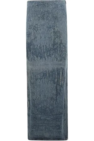 Diesel Nederdel, Dame, Blå, M, Denim, Højtaljet denim jacquard ultra ødelagt
