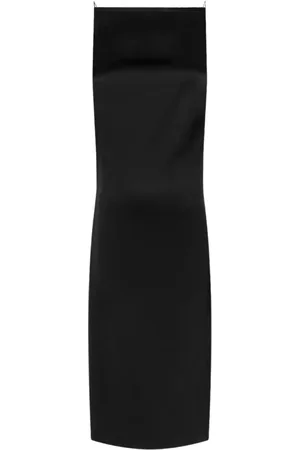 Jacquemus Kjole, Dame, Sort, S, Satin, Sort Satinkjole med Tynde Stropper