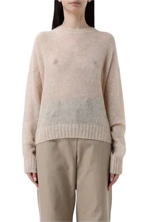 Brunello Cucinelli Strik, Dame, Lilla, L, Cashmere, Luksuriøs Ivory Cashmere Pullover Sweater
