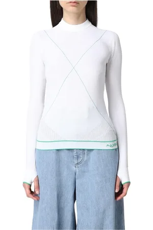 Bottega Veneta Strik, Dame, Hvid, L, Hvid Strik Langærmet Sweater