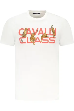 Roberto Cavalli Top, Herre, Hvid, M, Bomuld, Klassisk Hvid Bomuld Crew Neck T-Shirt