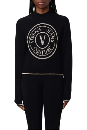 VERSACE Strik, Dame, Sort, M, Sort Logo Striktrøje