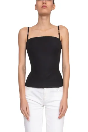 VERSACE Top, Dame, Sort, M, Uld, Sort Kvinders Top Cady Tecno Light