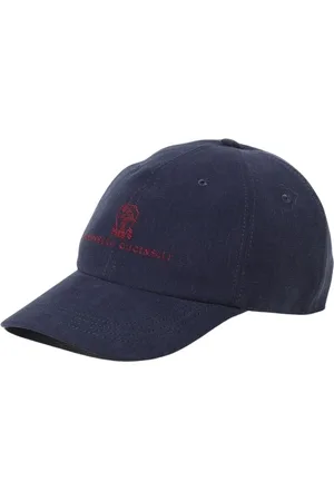 Brunello Cucinelli Tilbehør, Herre, Blå, L, Bomuld, Broderet Logo Baseball Cap