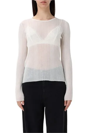 Pinko Strik, Dame, Hvid, S, Ribstrik Pullover Sweater