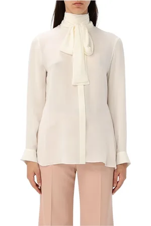 Khaite Bluser & Skjorter, Dame, Hvid, M, Elegant Silke Slips Hals Bluse