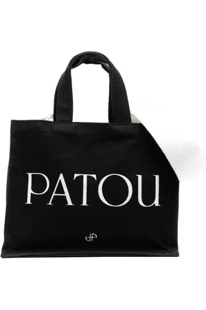Patou Taske, Dame, Sort, ONE SIZE, Bomuld, Logo-print tote taske i sort/hvid