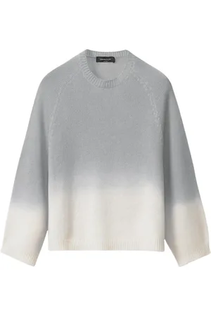 Fabiana Filippi Strik, Dame, Grå, M, Cashmere, Grå Cashmere Ombre Pullover Sweater