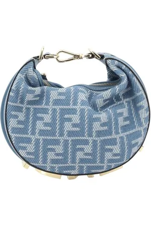 Fendi Taske, Dame, Blå, ONE SIZE, Denim, Moderne Denim Mini Hobo Taske