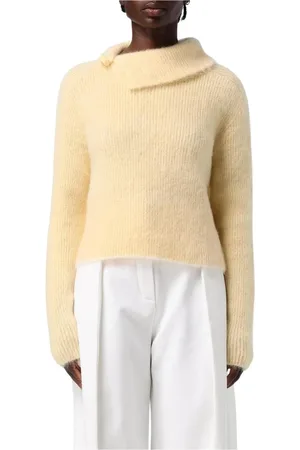 Jacquemus Strik, Dame, Gul, S, Gul Mohair Cropped Sweater