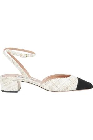 Aquazzura Sko, Dame, , 39 EU, Tweed, Tweed lavhælet pumpe med justerbar rem