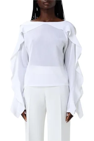 Alberta Ferretti Strik, Dame, Hvid, S, Uld, Hvid Kabelstrik Uld Sweater