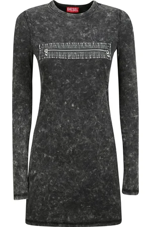 Diesel Kjole, Dame, Sort, L, Denim, Denim Lynlås Mini Kjole Cut-Out