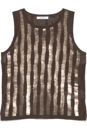 Max Mara Strik, Dame, Brun, M, Stribet Pailletstrik Top