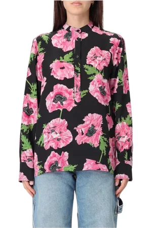Stella McCartney Bluser & Skjorter, Dame, Flerfarvet, S, Uld, Pink Poppy Print Skjorte