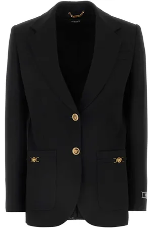 VERSACE Jakke, Dame, Sort, 2XS, Uld, Oversize Sort Uld Blazer Vest