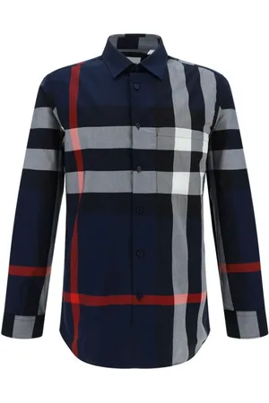 Burberry Skjorte, Herre, Flerfarvet, XL, Bomuld, Rutet Bomuldsskjorte med knaplukning