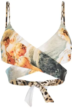 Roberto Cavalli Badetøj, Dame, Flerfarvet, M, Uld, Omvendt Grafisk Bikini Top