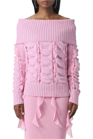 BLUMARINE Strik, Dame, Lyserød, XS, Uld, Striktrøje med Bånd