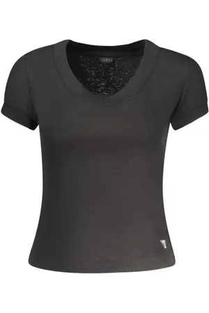 Guess Top, Dame, Sort, XS, Polyester, Sort Crew Neck T-shirt til kvinder