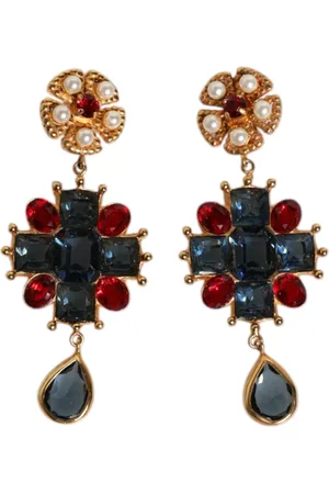 Dolce & Gabbana Tilbehør, Dame, Flerfarvet, ONE SIZE, Krystal Rhinestone Dinglende Øreringe