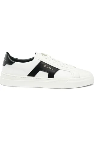 santoni Sko, Herre, Hvid, 40 EU, Læder, Herres læder dobbelt spænde sneaker