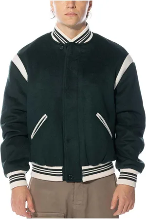 Pop Trading Company Jakke, Herre, Grøn, S, Uld, Grøn Varsity Jakke Stilfuld Komfortabel