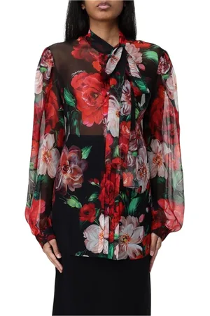 Dolce & Gabbana Bluser & Skjorter, Dame, Flerfarvet, S, Uld, Vibrant Abstrakt Silkeskjorte