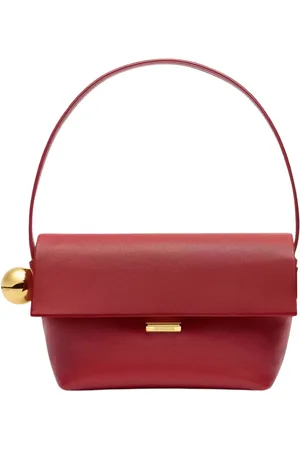 Jacquemus Taske, Dame, Rød, ONE SIZE, Uld, Rød læder skuldertaske The Rond Carre