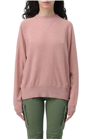 Woolrich Strik, Dame, Lyserød, S, Cashmere, Lyserød Cashmere Crew Neck Sweater
