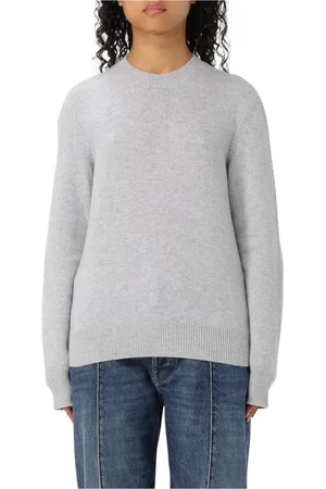 Bottega Veneta Strik, Dame, Grå, S, Cashmere, Luksuriøs Cashmere Crew Neck Sweater