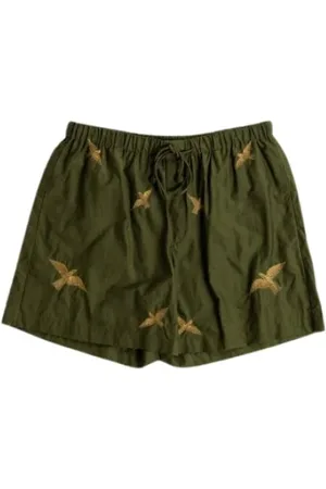 Baziszt Badetøj, Herre, Grøn, L, Bomuld, Khaki Fuglebroderede Shorts
