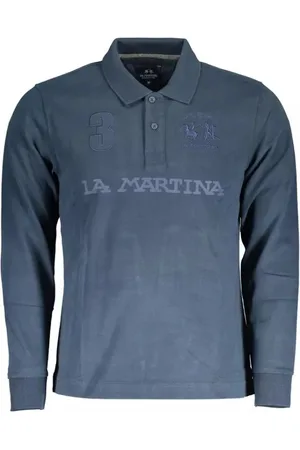 La Martina Top, Herre, Blå, XL, Bomuld, Elegant langærmet poloshirt