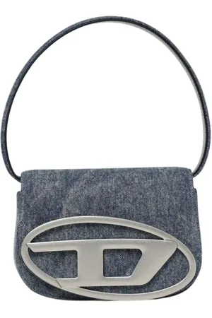 Diesel Taske, Dame, Blå, ONE SIZE, Denim, Blå Denim Clutch Taske med Metal Logo
