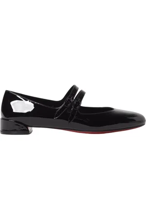 Christian Louboutin Sko, Dame, Sort, 38 1/2 EU, Læder, Sort Patent Læder Ballet Flats