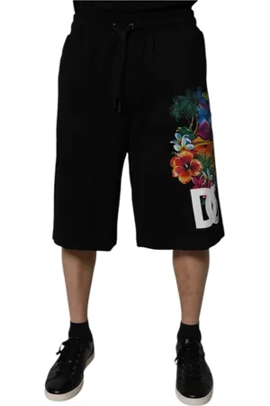 Dolce & Gabbana Shorts, Herre, Sort, S, Bomuld, Sort Logo Blomsterprint Bermuda Shorts